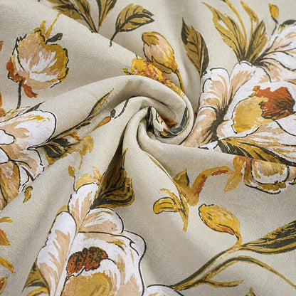 Yellow Floral Double Bedsheet Set with 2 Quilted Pillow Covers